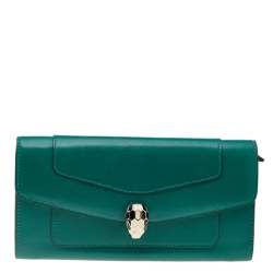 Bvlgari Green Leather Serpenti Forever Continental Wallet