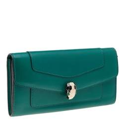 Bvlgari Green Leather Serpenti Forever Continental Wallet