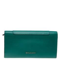 Bvlgari Green Leather Serpenti Forever Continental Wallet
