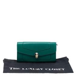 Bvlgari Green Leather Serpenti Forever Continental Wallet