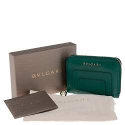 Bvlgari Green Leather Serpenti Forever Zip Compact Wallet