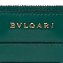 Bvlgari Green Leather Serpenti Forever Zip Compact Wallet