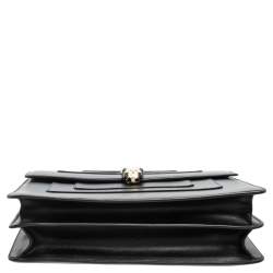 Pre Owned Bvlgari Black Leather Large Serpenti Forever Flap Shoulder Bag