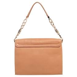 Pre Owned Bvlgari Beige Leather Monette Flap Top Handle Bag