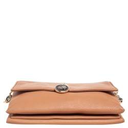 Pre Owned Bvlgari Beige Leather Monette Flap Top Handle Bag