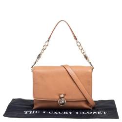 Pre Owned Bvlgari Beige Leather Monette Flap Top Handle Bag