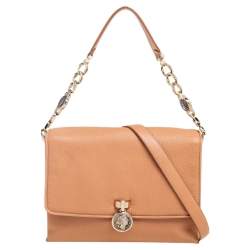 Pre Owned Bvlgari Beige Leather Monette Flap Top Handle Bag