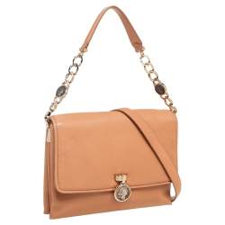 Pre Owned Bvlgari Beige Leather Monette Flap Top Handle Bag