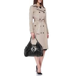 Pre Owned Bvlgari Black Textured Leather Chandra Hobo