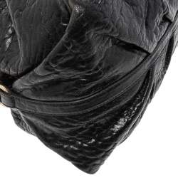 Pre Owned Bvlgari Black Textured Leather Chandra Hobo