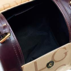Bvlgari Beige/Brown Canvas And Leather Cylinder Bag