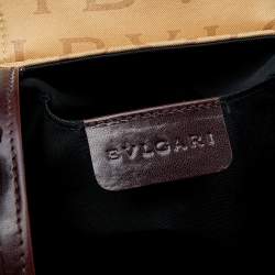 Bvlgari Beige/Brown Canvas And Leather Cylinder Bag