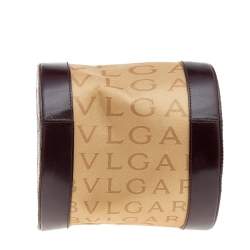 Bvlgari Beige/Brown Canvas And Leather Cylinder Bag