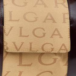 Bvlgari Beige/Brown Canvas And Leather Cylinder Bag
