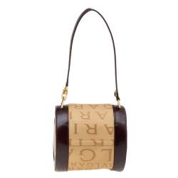 Bvlgari Beige/Brown Canvas And Leather Cylinder Bag