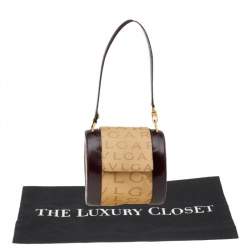 Bvlgari Beige/Brown Canvas And Leather Cylinder Bag