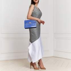 Pre Owned حقيبة كتف بلغاري فوريفر سيبرنتي متوسطة جلد أزرق