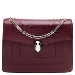 Bvlgari Burgundy Leather Large Serpenti Shoulder Bag