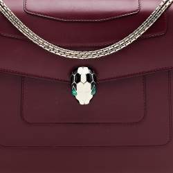 Bvlgari Burgundy Leather Large Serpenti Shoulder Bag