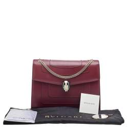 Bvlgari Burgundy Leather Large Serpenti Shoulder Bag