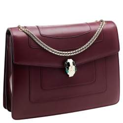 Bvlgari Burgundy Leather Large Serpenti Shoulder Bag