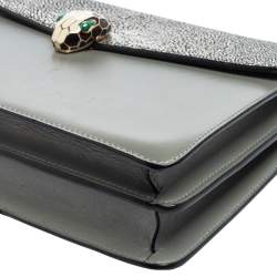 Bvlgari Grey Stingray and Leather Medium Serpenti Forever Shoulder Bag