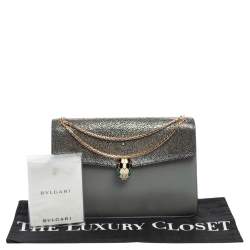 Bvlgari Grey Stingray and Leather Medium Serpenti Forever Shoulder Bag