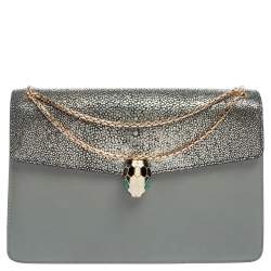 Bvlgari Grey Stingray and Leather Medium Serpenti Forever Shoulder Bag