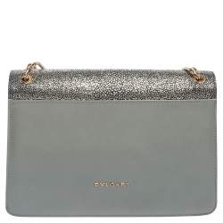 Bvlgari Grey Stingray and Leather Medium Serpenti Forever Shoulder Bag