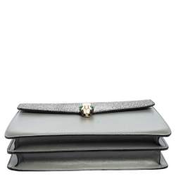 Bvlgari Grey Stingray and Leather Medium Serpenti Forever Shoulder Bag
