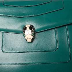 Pre Owned Bvlgari Green Leather Large Serpenti Forever Shoulder Bag