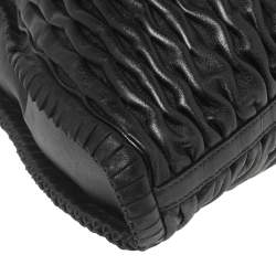 Bvlgari Black Leather Pleated Twit Tote