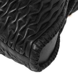 Bvlgari Black Leather Pleated Twit Tote