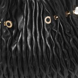 Bvlgari Black Leather Pleated Twit Tote