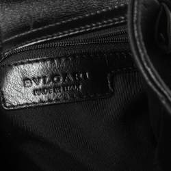 Bvlgari Black Leather Pleated Twit Tote