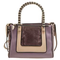 Bvlgari Tri Color Leather and Kurung Serpenti Scaglie Tote