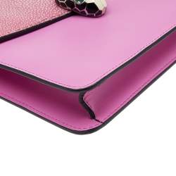 Bvlgari Pink Stingray And Leather Small Serpenti Shoulder Bag