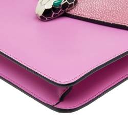 Bvlgari Pink Stingray And Leather Small Serpenti Shoulder Bag