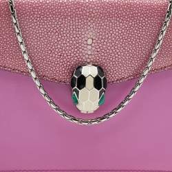 Bvlgari Pink Stingray And Leather Small Serpenti Shoulder Bag