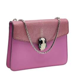 Bvlgari Pink Stingray And Leather Small Serpenti Shoulder Bag