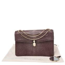 Bvlgari Plum Stingray and Leather Medium Serpenti Forever Shoulder Bag