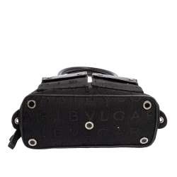 Pre Owned Bvlgari Black Canvas And Leather Front Pocket Satchel