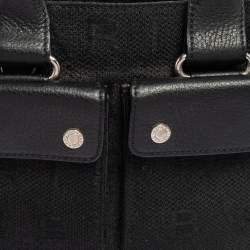 Pre Owned Bvlgari Black Canvas And Leather Front Pocket Satchel