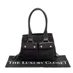 Pre Owned Bvlgari Black Canvas And Leather Front Pocket Satchel