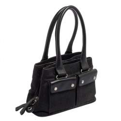 Pre Owned Bvlgari Black Canvas And Leather Front Pocket Satchel