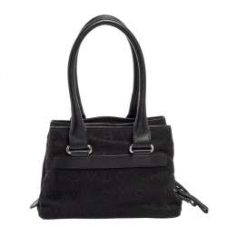 Pre Owned Bvlgari Black Canvas And Leather Front Pocket Satchel