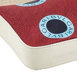 Bvlgari Multicolor Logo Print Fabric And Leather Baguette Shoulder Bag