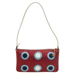 Bvlgari Multicolor Logo Print Fabric And Leather Baguette Shoulder Bag