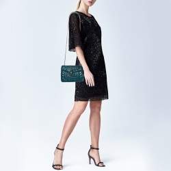 Pre Owned Bvlgari Teal Quilted Scaglie Leather Small Serpenti Forever Shoulder Bag