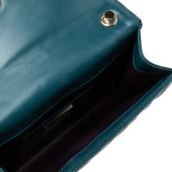 Pre Owned Bvlgari Teal Quilted Scaglie Leather Small Serpenti Forever Shoulder Bag